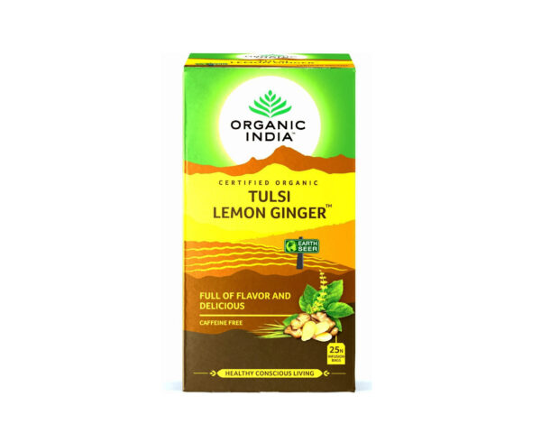 tulasi s limonom i imbirem tulsi green tea lemon ginger organic india 25 pak