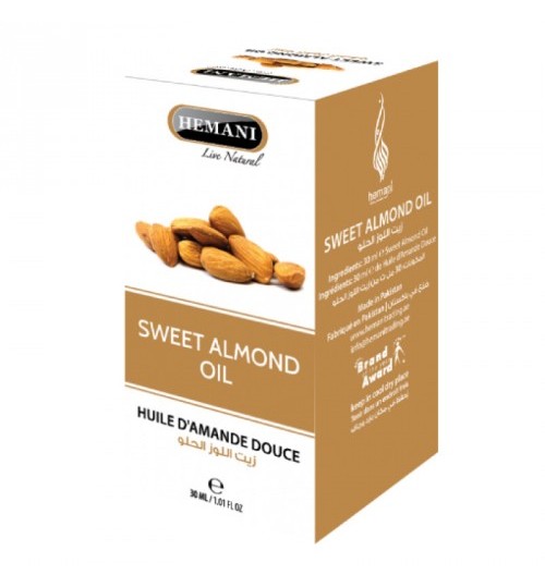 maslo sladkogo mindalya 30ml hemani sweet almond oil