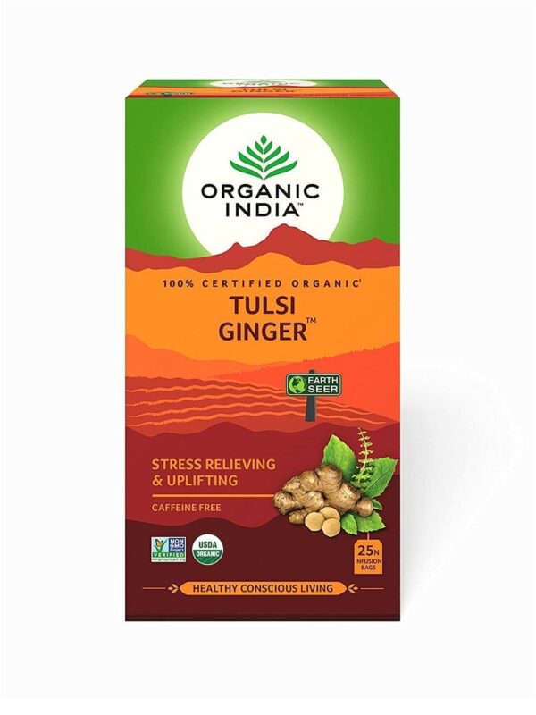 chaj tulsi dzhindzher s imbirem tulsi ginger tea organic india 25 pak
