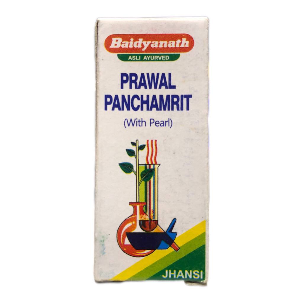 Правал Панчамрит (Prawal Panchamrit with Pearl Baidyanath) 25 таб - с жемчугом 1 Правал Панчамрит с жемчугом Baidyanath 25 таблеток — аюрведический препарат с кораллом и жемчугом для снижения кислотности и поддержки костей