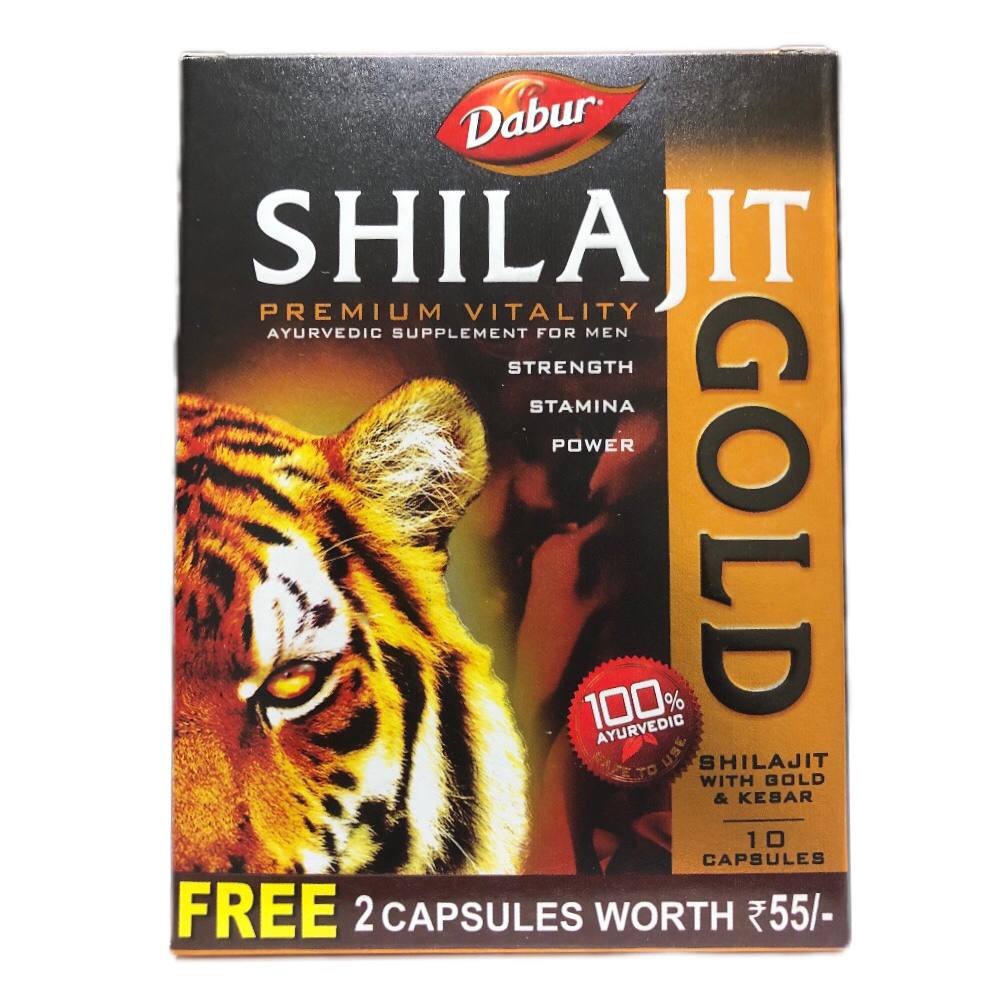 Шиладжит голд Дабур (Shilajit Gold Dabur) 10 капс 1 Шиладжит Голд Дабур — аюрведическое средство с шиладжитом и золотом для энергии, иммунитета и восстановления организма